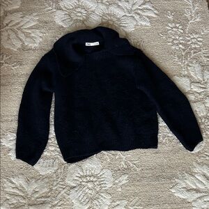 Zara Women's Elegant Black Cowl Neck Sweater